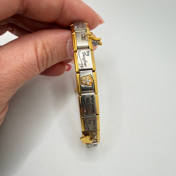 6.5" Bradford Exchange "Charming Touches" two toned metal "Daughter" bracelet! - Picture 10 of 13